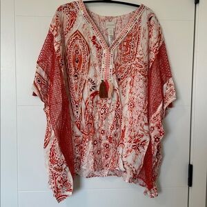 NWT Chico's Patterned & Fringe Top
